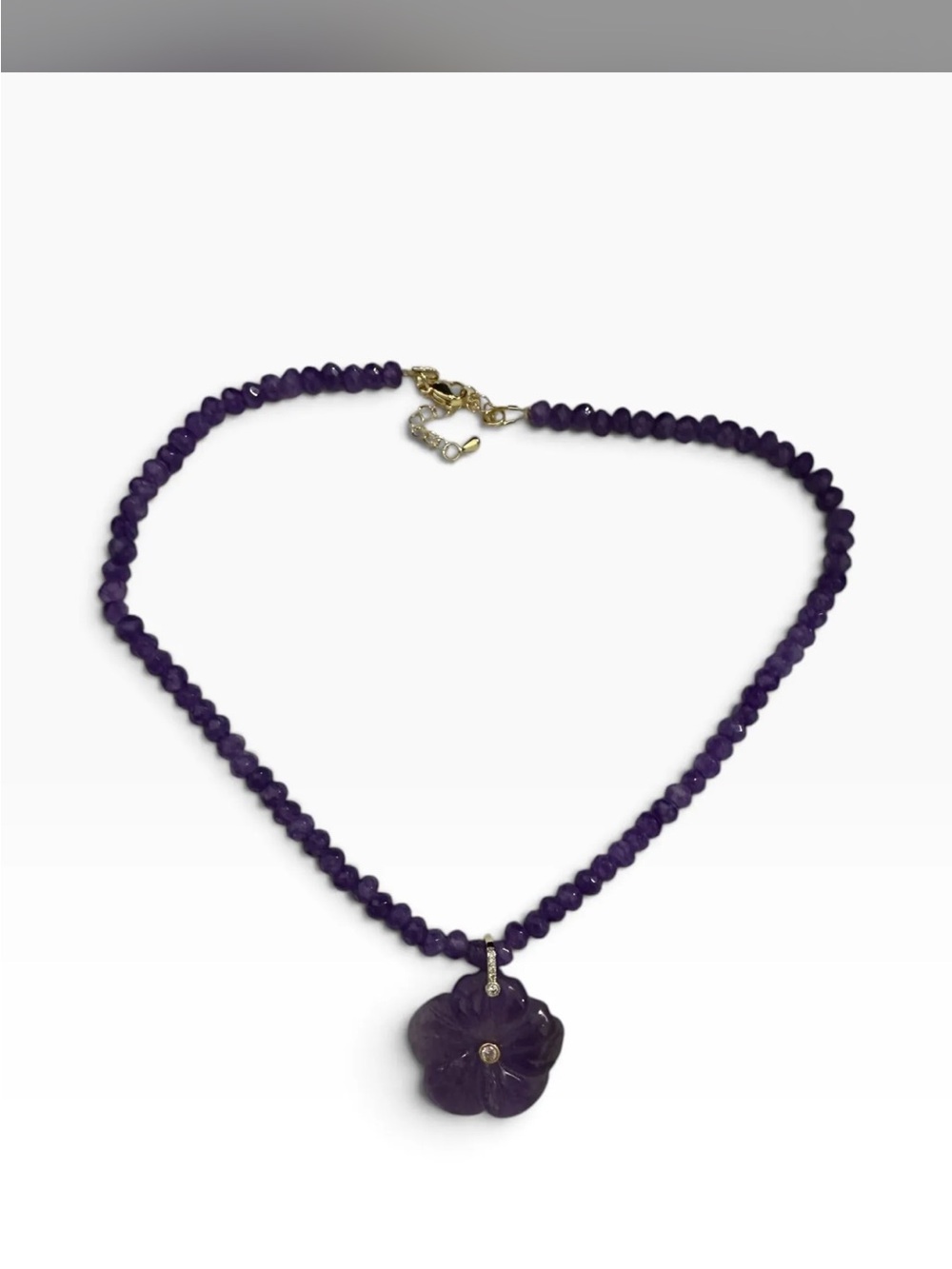 Amethyst Beaded Flower Pendant Necklace